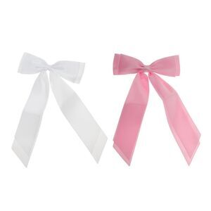 Fashion Double Ribbon Hair Clips Hairdo Clip White Light Pink